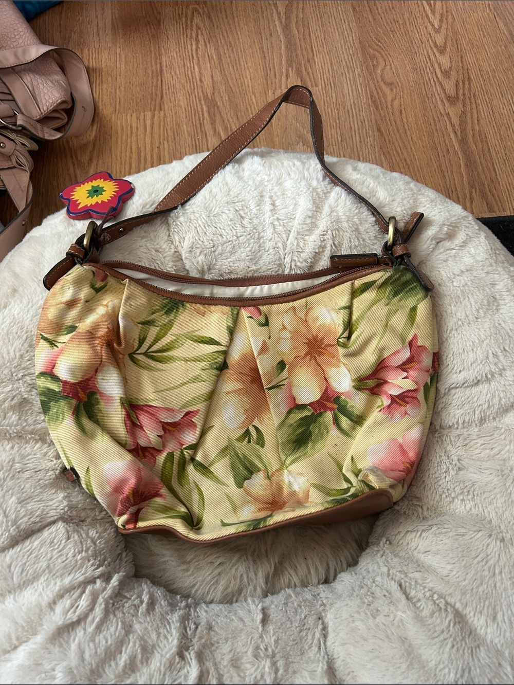 Caribbean Joe Floral Canvas Shoulder Bag - Cream, Pink, Green